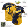 Maxcorners Custom Gold Navy-White 3D Pattern Design Abstract Brush Stroke Authentic Baseball Jersey LM2605