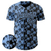 Maxcorners Custom Light Blue Black 3D Pattern Design Tropical Hawaii Palm Trees Authentic Baseball Jersey LM2605