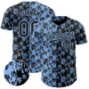 Maxcorners Custom Light Blue Black 3D Pattern Design Tropical Hawaii Palm Trees Authentic Baseball Jersey LM2605