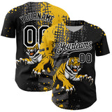 Maxcorners Custom Black Yellow-White 3D Pattern Design Animal Tiger Authentic Baseball Jersey
 LM0609