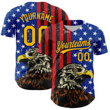 Maxcorners Custom Navy Gold-Red 3D American Flag Eagle And Star Authentic Baseball Jersey
 LM0609
