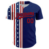 Maxcorners Custom US Navy Blue Red 3D American Flag And Star Authentic Baseball Jersey LM2605