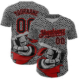 Maxcorners Custom Black Red-White 3D Pattern Design Knight Hero Art Authentic Baseball Jerseys
 LM0609