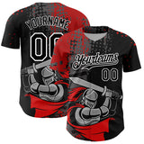 Maxcorners Custom Black Red-White 3D Pattern Design Knight Hero Art Authentic Baseball Jersey
 LM0609