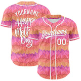 Maxcorners Custom Pink White-Purple 3D Pattern Design Mother's Day Flower Authentic Baseball Jersey
 LM0609