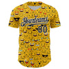 Maxcorners Custom Gold Black-White 3D Pattern Design Funny Cartoon Emoji Face Authentic Baseball Jersey LM2605