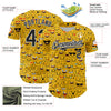 Maxcorners Custom Gold Black-White 3D Pattern Design Funny Cartoon Emoji Face Authentic Baseball Jersey LM2605