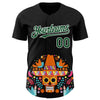 Maxcorners Custom Black Green-White 3D Mexican Festival Flower Skull With Sombrero Cinco de Mayo Authentic Baseball Jersey LM2605