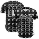 Maxcorners Custom Black White 3D Gothic Skull Authentic Baseball Jersey
 LM0609