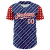 Maxcorners Custom White Fire Red 3D Patriotic American Flag And Statue of Liberty Premium Baseball Jersey LM0210