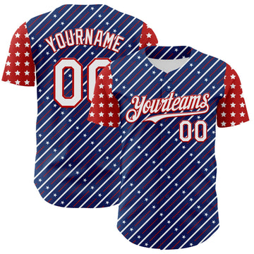 Maxcorners Custom White Fire Red 3D Patriotic American Flag And Statue of Liberty Premium Baseball Jersey LM0210