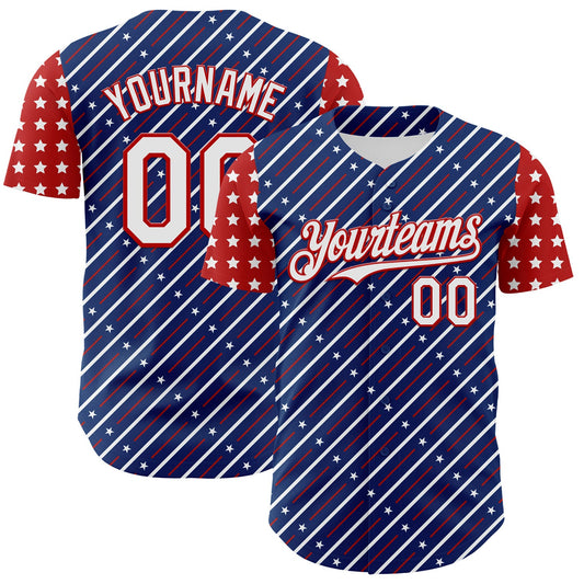 Maxcorners Custom White Fire Red 3D Patriotic American Flag And Statue of Liberty Premium Baseball Jersey LM0210