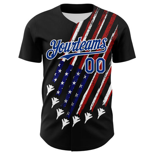 Maxcorners Custom Navy Red-White Patriotic American Flag Premium Baseball Jerseys LM0210