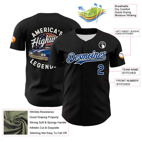 Maxcorners Custom White Red-Royal 3D Patriotic American Flag Premium Baseball Jersey LM0210