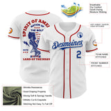 Maxcorners Custom White Fire Red-Black 3D Patriotic American Flag And Splatter Statue of Liberty Premium Baseball Jersey LM0210