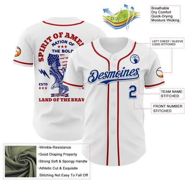 Maxcorners Custom White Fire Red-Black 3D Patriotic American Flag And Splatter Statue of Liberty Premium Baseball Jersey LM0210