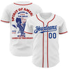 Maxcorners Custom White Fire Red-Black 3D Patriotic American Flag And Splatter Statue of Liberty Premium Baseball Jersey LM0210