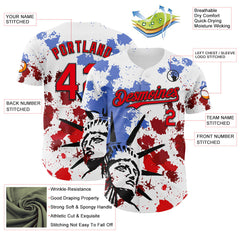 Maxcorners Custom Navy Red-White 3D Patriotic American Flag Premium Baseball Jerseys LM0210