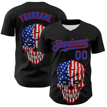 Maxcorners Custom White Gray Pinstripe USA Flag-Black 3D Patriotic American Symbol Statue of Liberty Premium Baseball Jersey LM0210
