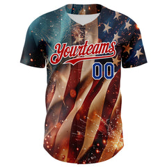 Maxcorners Custom Black USA Flag-White 3D Patriotic American Flag Premium Baseball Jersey LM0210