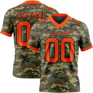 Maxcorners Custom Camo Orange-Black 3D Pattern Salute To Service Authentic Football Jersey LM2605