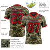 Maxcorners Custom Camo Red-Navy 3D Pattern Salute To Service Authentic Football Jersey LM2605