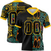 Maxcorners Custom Black Yellow 3D Pattern Bowling Authentic Football Jersey LM2605