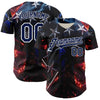 Maxcorners Custom Blue Purple-White 3D Pattern Design Outer Space Light Swords American Flag Premium Baseball Jersey LM0210
