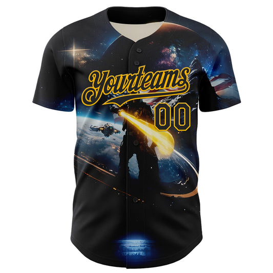 Maxcorners Custom White Royal-Red 3D American Flag Premium Baseball Jersey LM0210