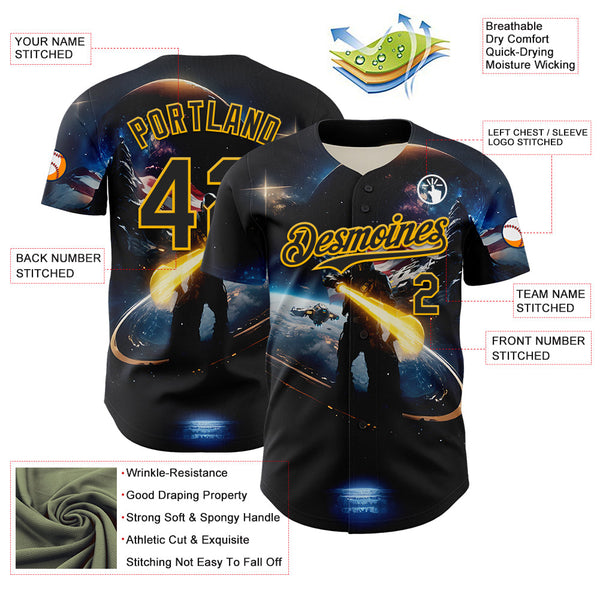 Maxcorners Custom White Royal-Red 3D American Flag Premium Baseball Jersey LM0210