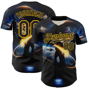 Maxcorners Custom White Royal-Red 3D American Flag Premium Baseball Jersey LM0210