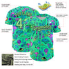 Maxcorners Custom Green Pea Green-Black 3D Pattern Design Trippy Magic Mushrooms Plant Authentic Baseball Jersey LM2605
