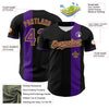 Maxcorners Custom Black Purple-Gold 3D Pattern Design Mardi Gras Shrove Tuesday Baseball Jersey LM0210