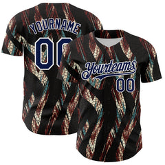 Maxcorners Custom Black Navy-White 3D Pattern Design Burner Costumes Animal Print Authentic Baseball Jersey LM0609