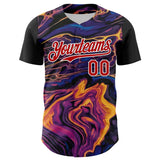 Maxcorners Custom Purple Red-White 3D Pattern Design Burner Costumes Lava Premium Baseball Jersey LM0210