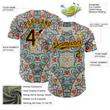 Maxcorners Custom Green Brown-Yellow 3D Pattern Design Burner Costumes Exotic Premium Baseball Jersey LM0210