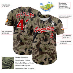 Maxcorners Custom Camo Red-White 3D Pattern Design Burner Costumes Grunge Camo Premium Salute To Service Baseball Jersey LM0210
