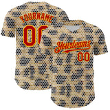 Maxcorners Custom Cream Red-Gold 3D Pattern Design Burner Costumes Leopard Mosaic Premium Baseball Jersey LM0210