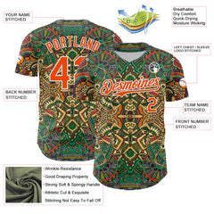 Maxcorners Custom Green Orange-White 3D Pattern Design Burner Costumes Exotic Premium Baseball Jersey LM0210