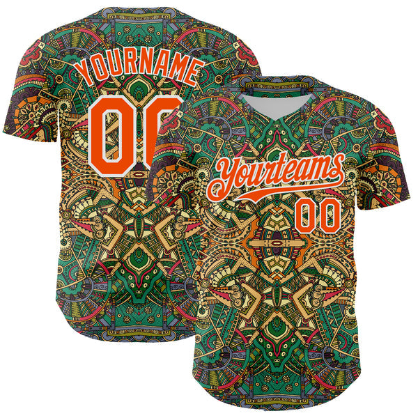 Maxcorners Custom Green Orange-White 3D Pattern Design Burner Costumes Exotic Authentic Baseball Jersey
 LM0609