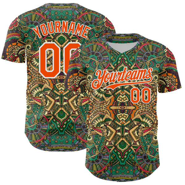 Maxcorners Custom Green Orange-White 3D Pattern Design Burner Costumes Exotic Premium Baseball Jersey LM0210