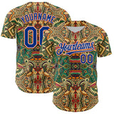 Maxcorners Custom Green Royal White-Orange 3D Pattern Design Burner Costumes Exotic Authentic Baseball Jersey
 LM0609