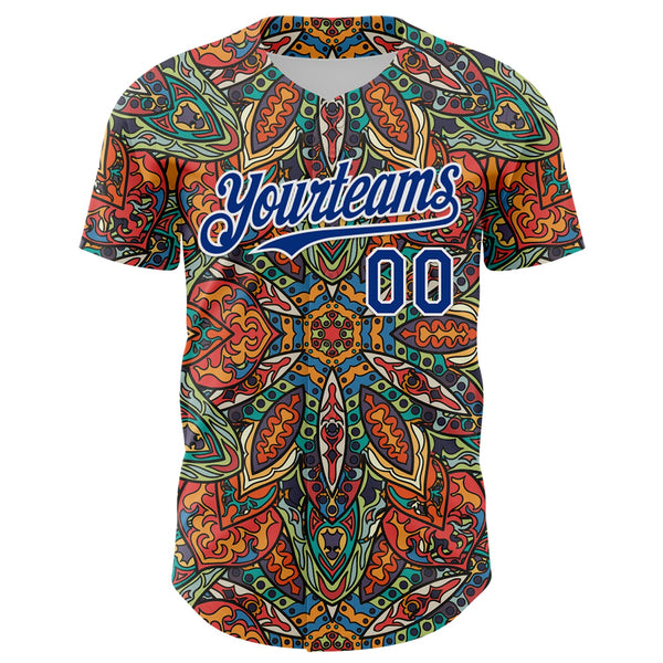 Maxcorners Custom Orange Royal-White 3D Pattern Design Burner Costumes Exotic Premium Baseball Jersey LM0210