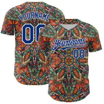 Maxcorners Custom Orange Royal-White 3D Pattern Design Burner Costumes Exotic Authentic Baseball Jersey LM0609