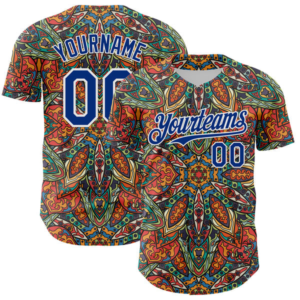 Maxcorners Custom Orange Royal-White 3D Pattern Design Burner Costumes Exotic Authentic Baseball Jersey
 LM0609