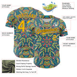 Maxcorners Custom Green Yellow Brown-White 3D Pattern Design Burner Costumes Exotic Premium Baseball Jersey LM0210