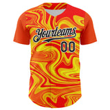 Maxcorners Custom Orange Black Gold-White 3D Pattern Design Rave Party Marble Lava Premium Baseball Jersey LM0210