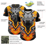 Maxcorners Custom Black Gray Orange Yellow-White 3D Pattern Design Rave Party Marble Lava Premium Baseball Jersey LM0210