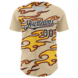 Maxcorners Custom City Cream Black-White 3D Pattern Design Rave Party Flame Premium Baseball Jersey LM0210