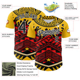Maxcorners Custom Yellow Black Red-White 3D Pattern Design Rave Party Tribal Premium Baseball Jersey LM0210